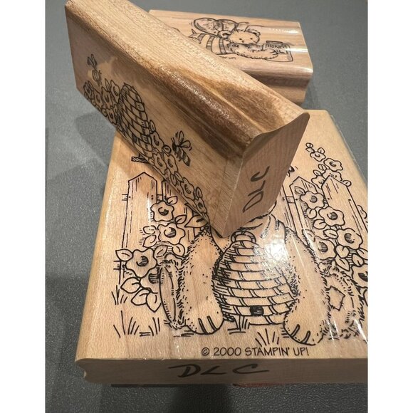 Stampin’ Up! Honey Honey Bear Wooden Block‎ Stamps Retired 4 Total With Case - Picture 3 of 5